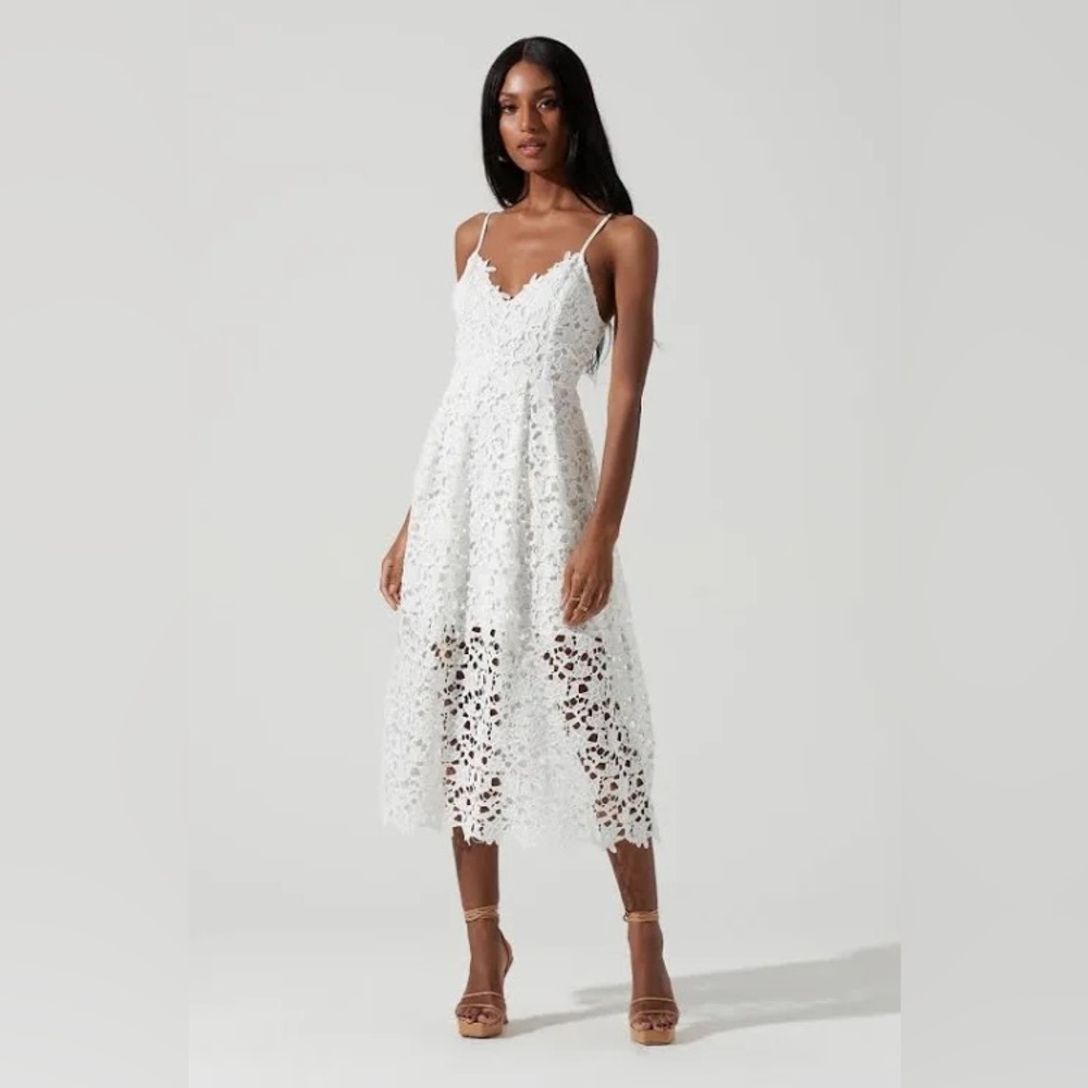 Astr White Lace Midi Dress